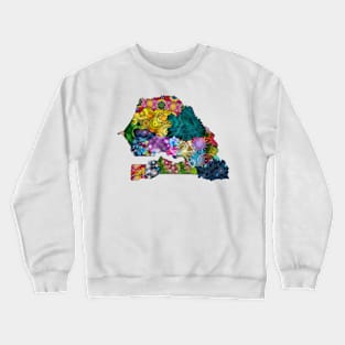 Spirograph Patterned Senegal Regions Map Crewneck Sweatshirt